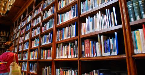 Studieboeken in de bibliotheek 